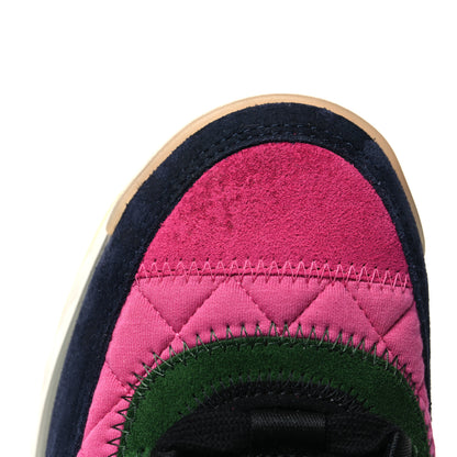 Chanel Velvet Calfskin Mixed Fibers CC Sneakers 36.5 Dark Pink Green 9 of 10