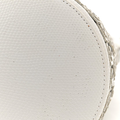 Alaia Lizard Embossed Calfskin Flower Applique Bucket Bag White 11 of 17