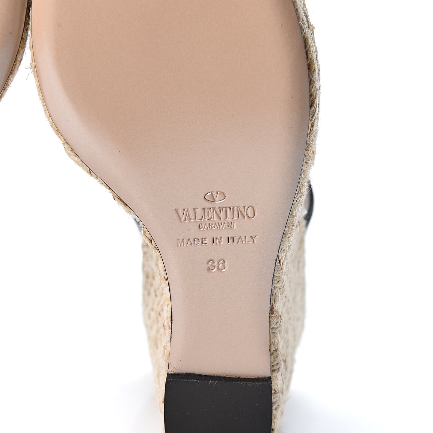 Nappa Bow Espadrille Wedge Sandals 38 Black