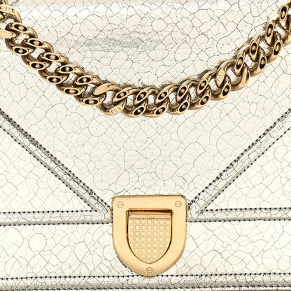 Christian Dior Metallic Ceramic Effect Deerskin Medium Diorama Flap Bag Silver 8 of 14