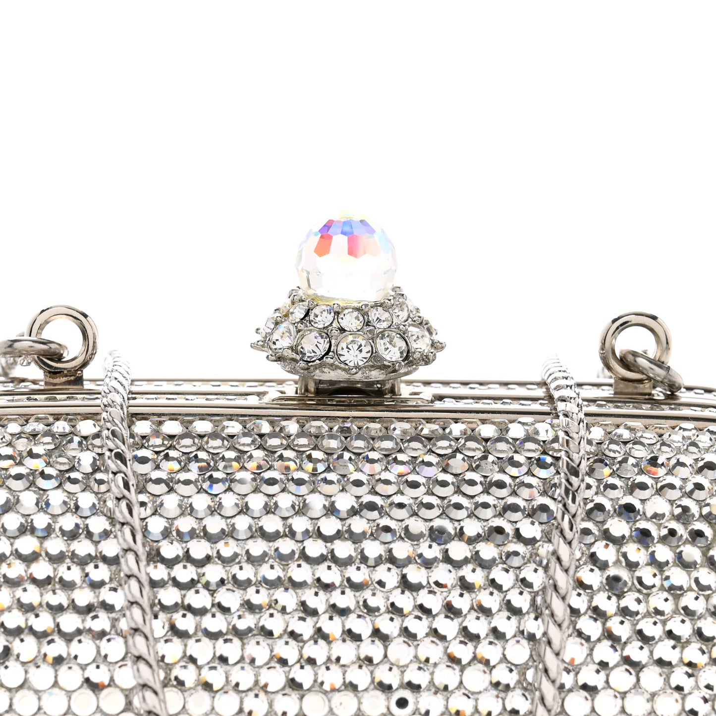 Swarovski Crystal Minaudiere Clutch Silver