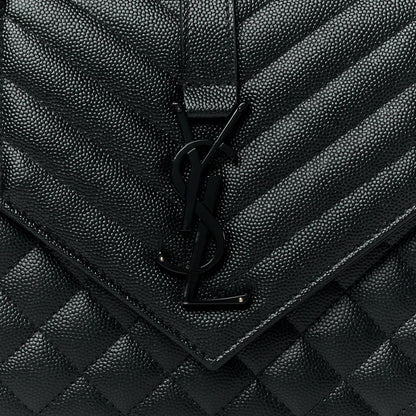 Saint Laurent Grain De Poudre Textured Mixed Matelasse Triquilt Medium Monogram Monochrome Satchel Black 10 of 15