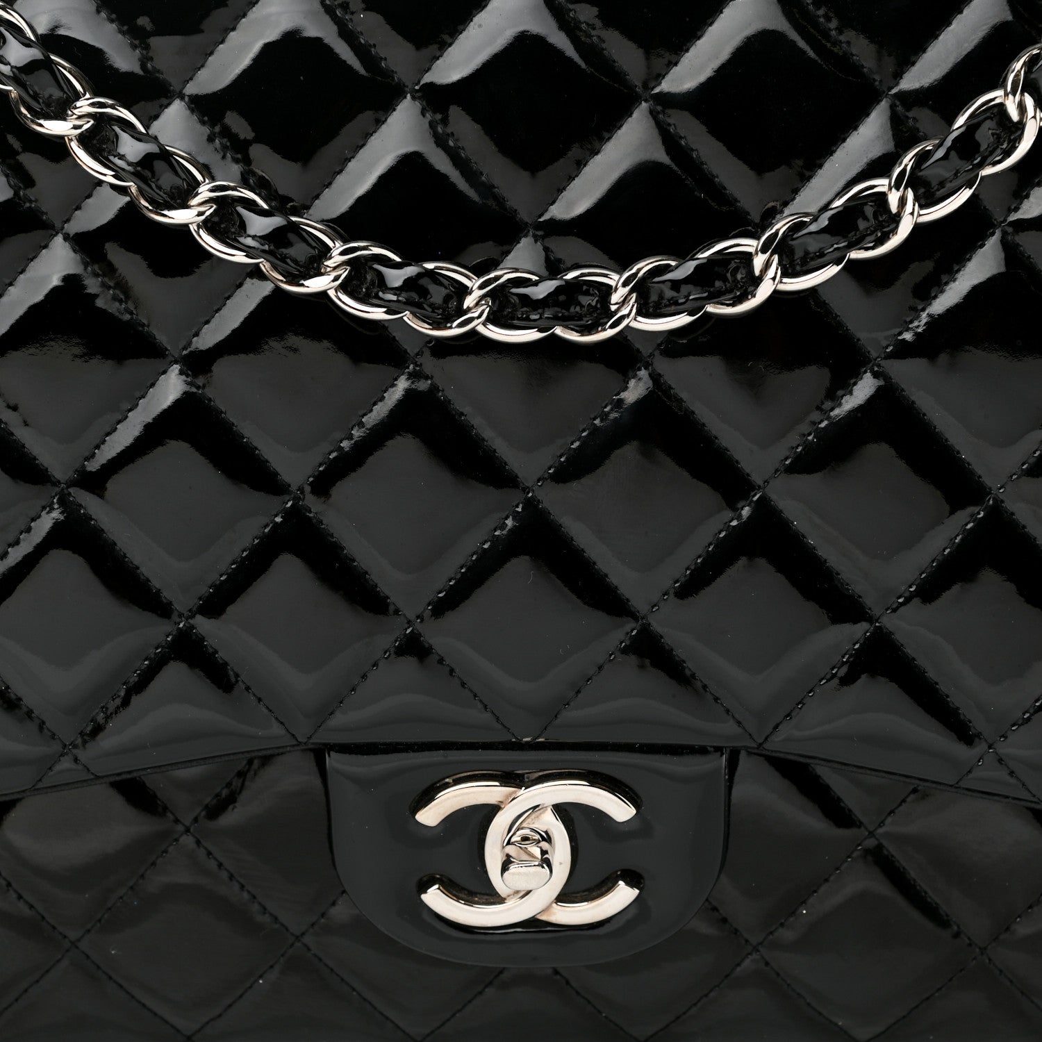 Chanel Patent Quilted Maxi Double Flap Black 7 of 11