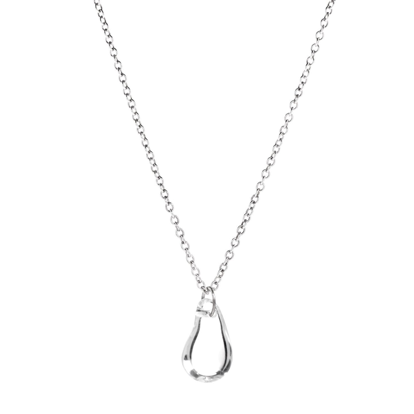 Sterling Silver Rock Crystal 12mm Elsa Peretti Teardrop Pendant Necklace