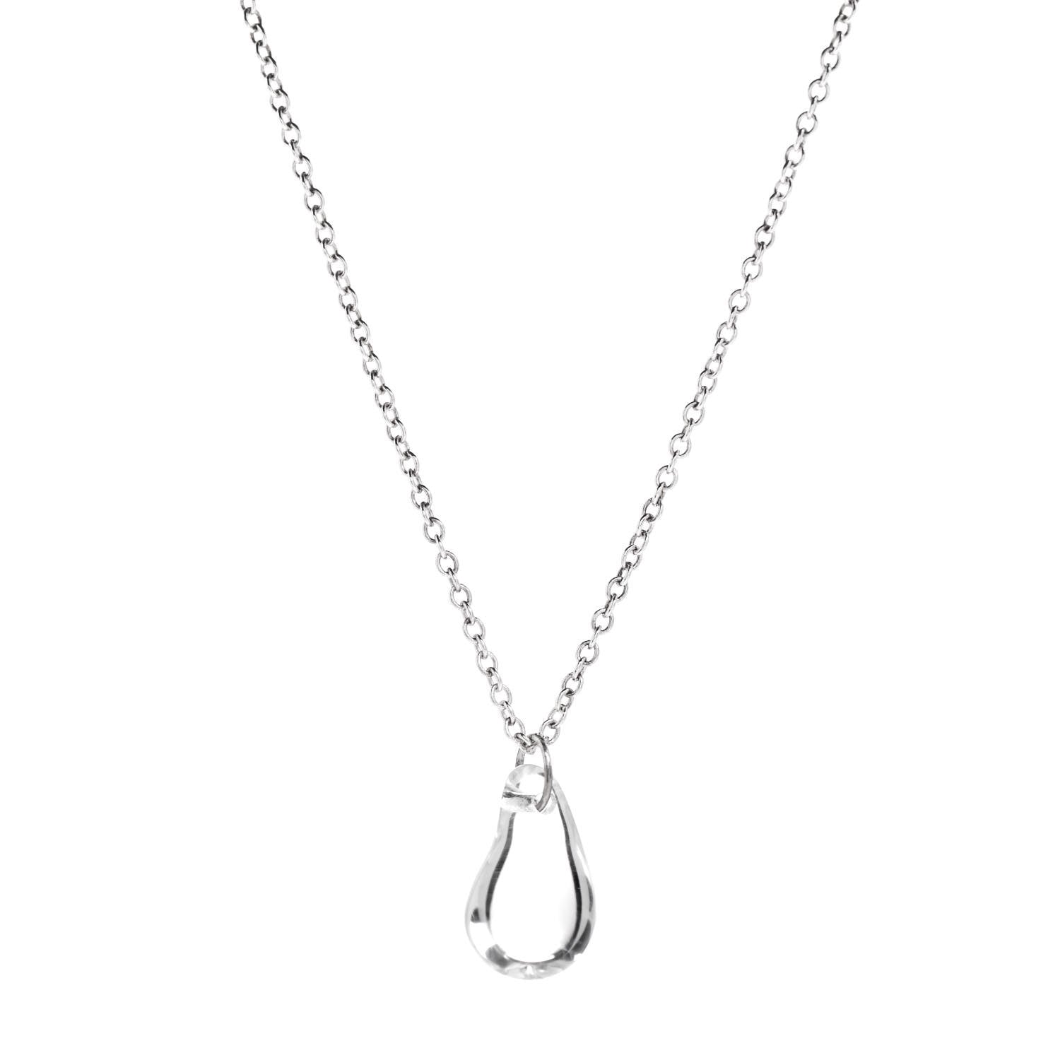 Tiffany Sterling Silver Rock Crystal 12mm Elsa Peretti Teardrop Pendant Necklace 4 of 5