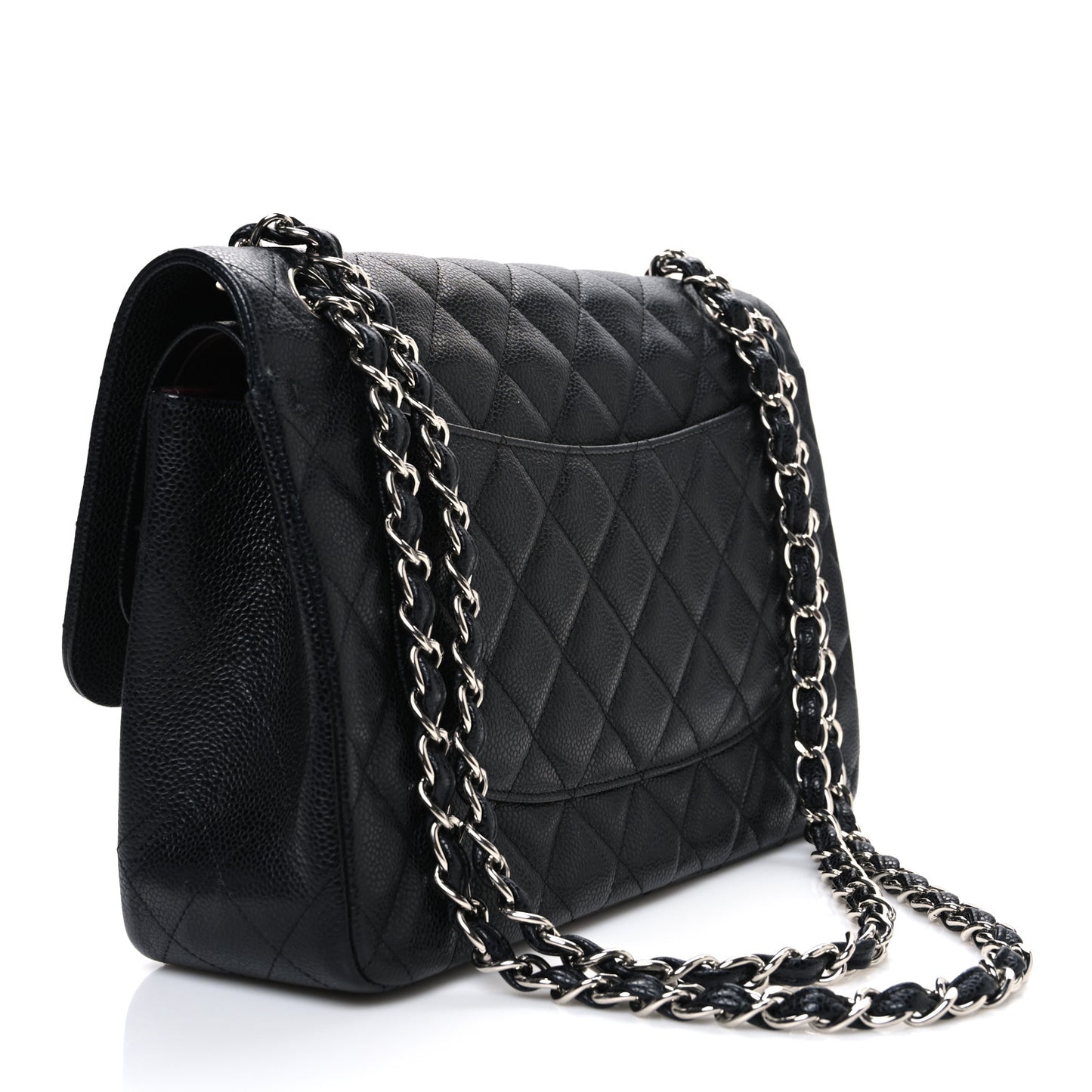 Caviar Quilted Jumbo Double Flap Black