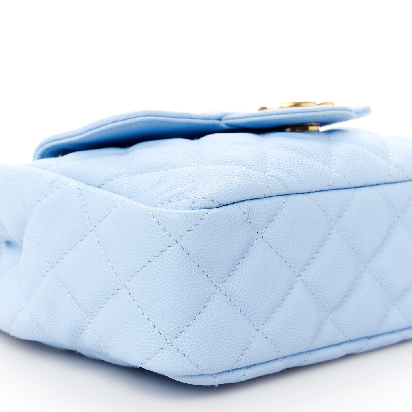 Caviar Quilted Small Wavy CC Hobo Light Blue