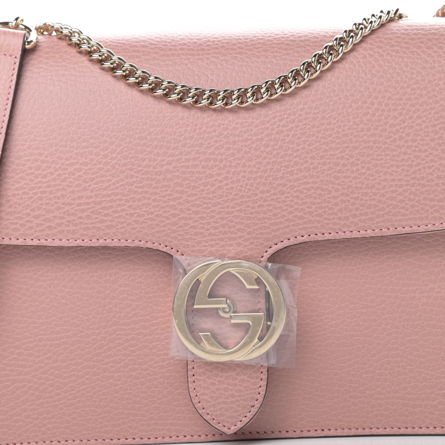 Dollar Calfskin Interlocking G Shoulder Bag Soft Pink