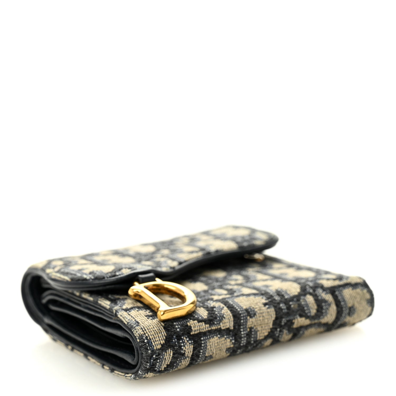 Christian Dior Oblique Saddle Lotus Wallet Blue 4 of 7