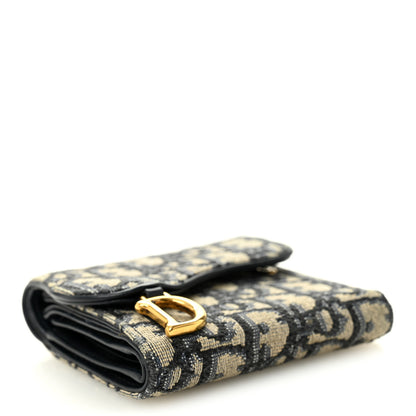 Christian Dior Oblique Saddle Lotus Wallet Blue 4 of 7