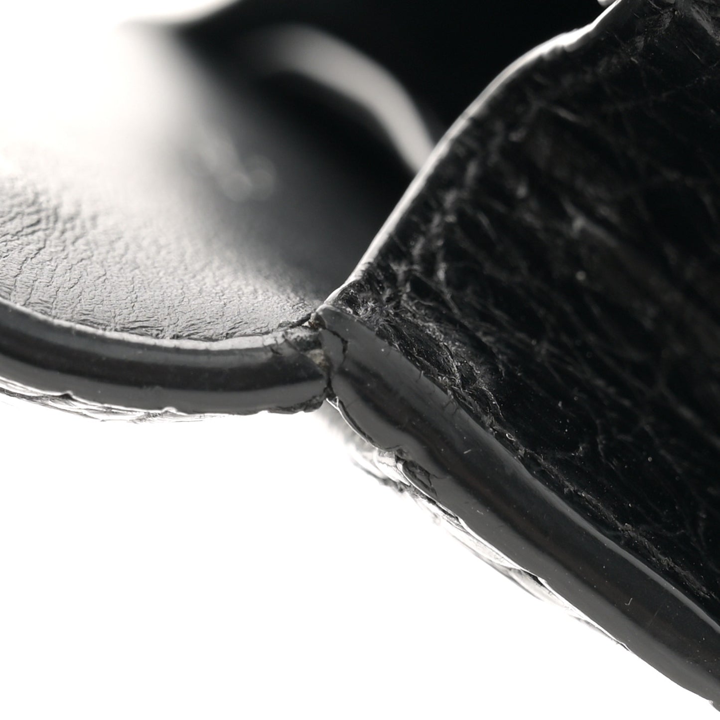 Calfskin Crocodile Embossed Monogram Sunset Chain Wallet Black