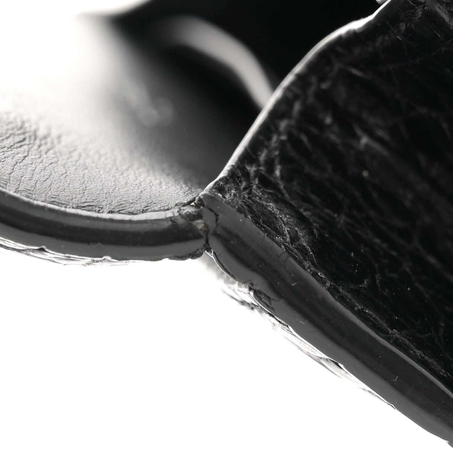 Saint Laurent Calfskin Crocodile Embossed Monogram Sunset Chain Wallet Black 11 of 13