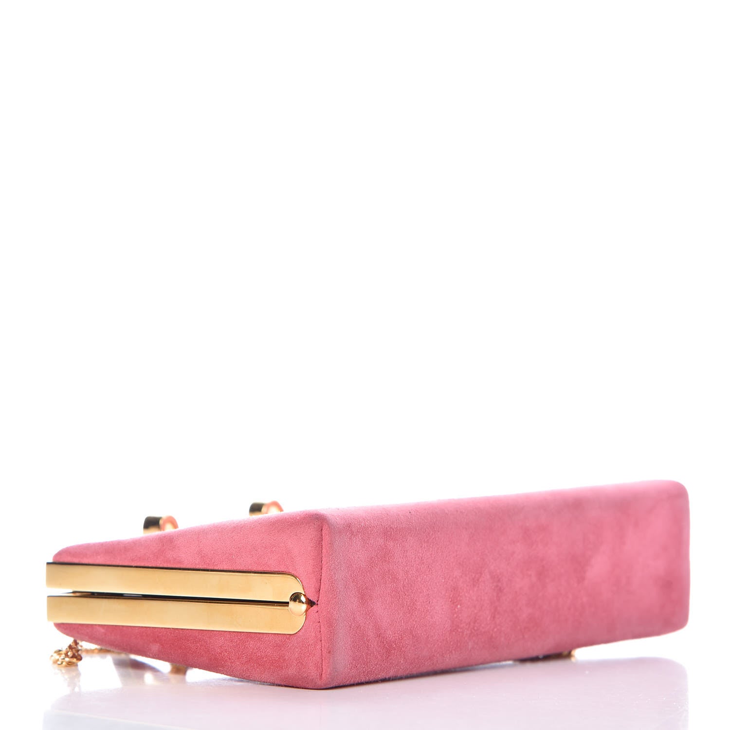 Jimmy Choo Suede Celeste Logo Clutch Pink Gold 4 of 13
