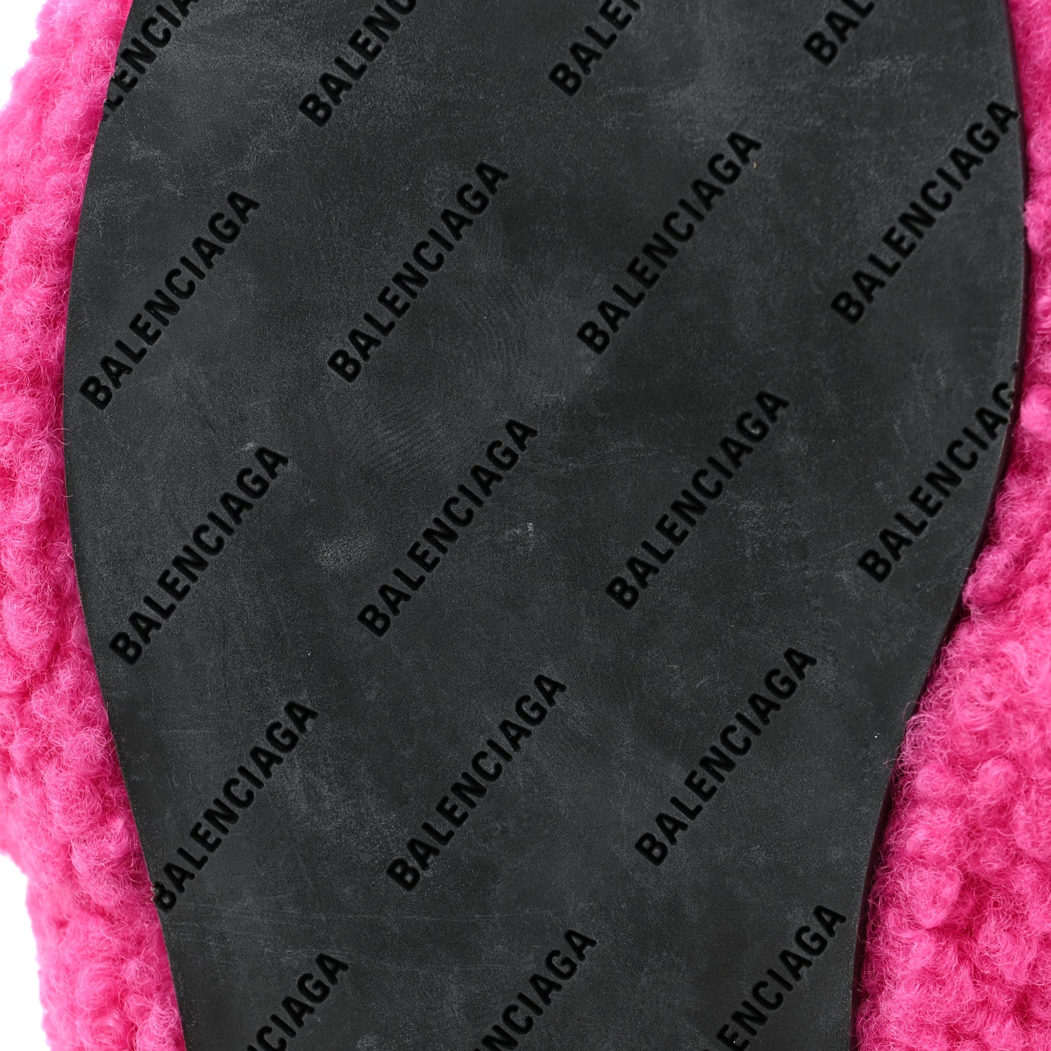 Balenciaga Faux Shearling Drapy Slide Sandals 37.5 Pink 6 of 7