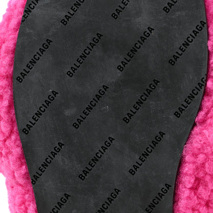 Balenciaga Faux Shearling Drapy Slide Sandals 37.5 Pink 6 of 7