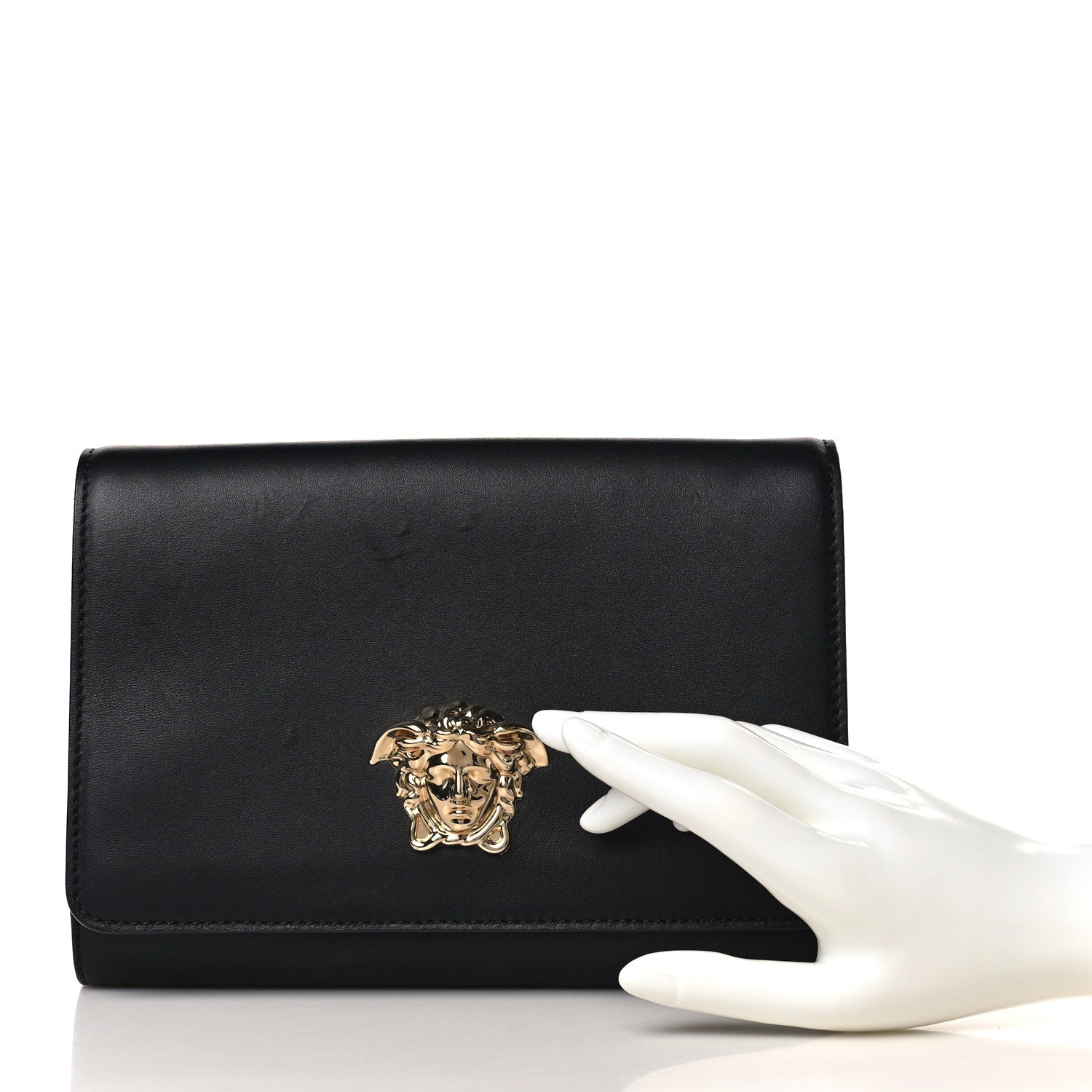 Versace Vitello Palazzo Medusa Evening Clutch Bag Black 3 of 10