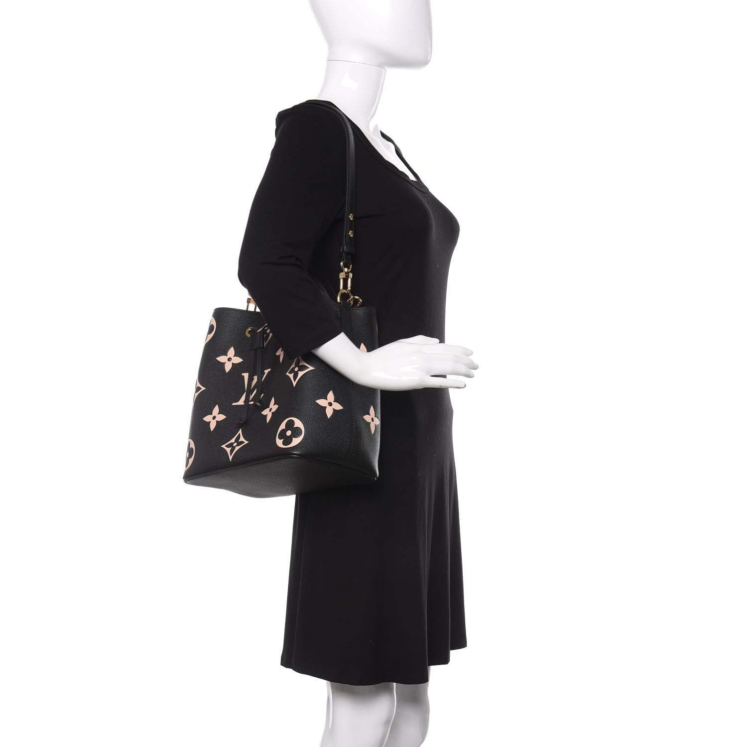 Louis Vuitton Empreinte Monogram Giant Neonoe MM Black Beige 2 of 13
