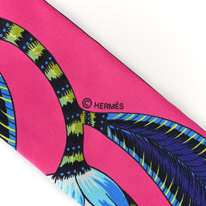 Hermes Silk The Savana Dance Twilly Rose Indien Indigo Vert 4 of 5