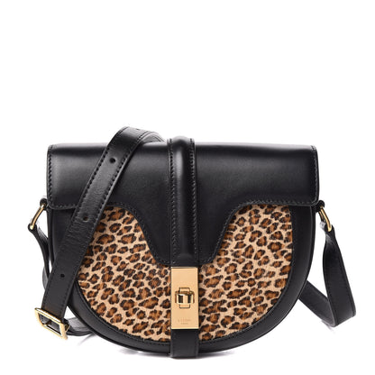 Celine Pony Hair Calfskin Leopard Print Besace 16 Black Naturals 1 of 11