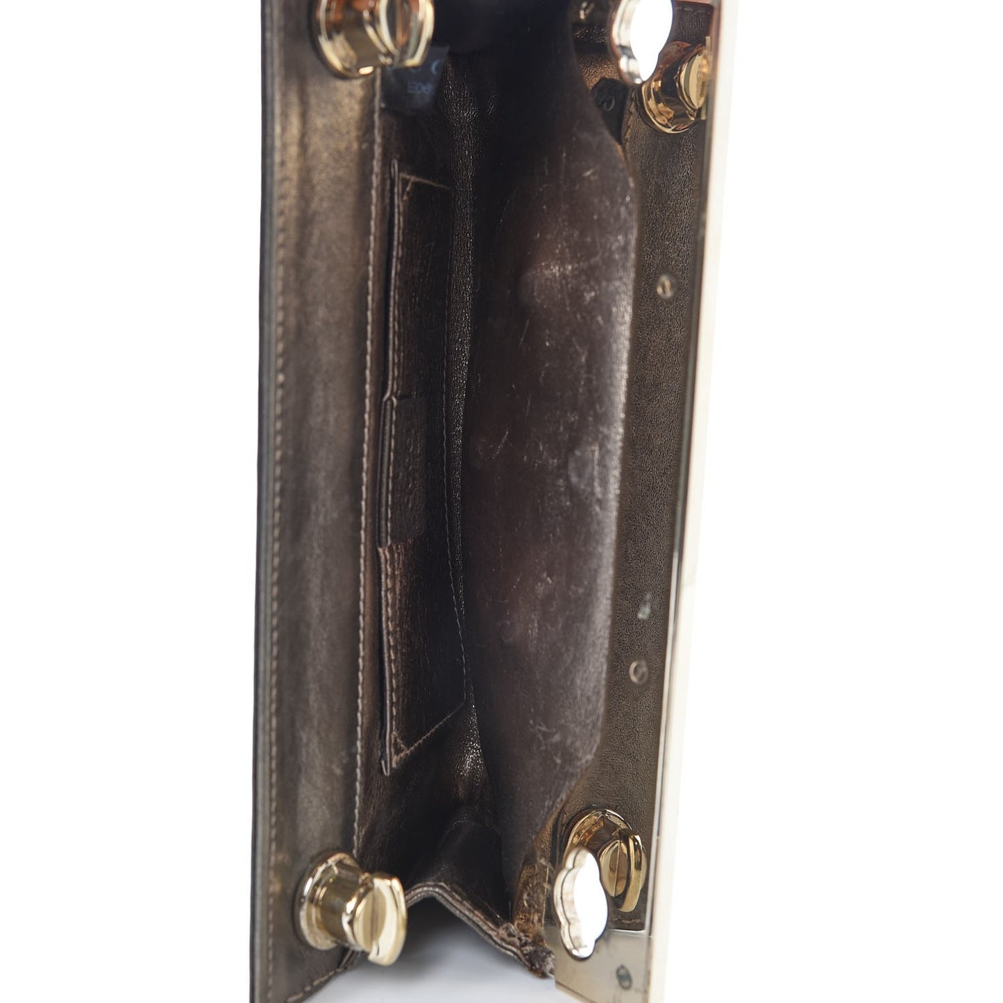 Metallic Calfskin Britt Clutch Pewter