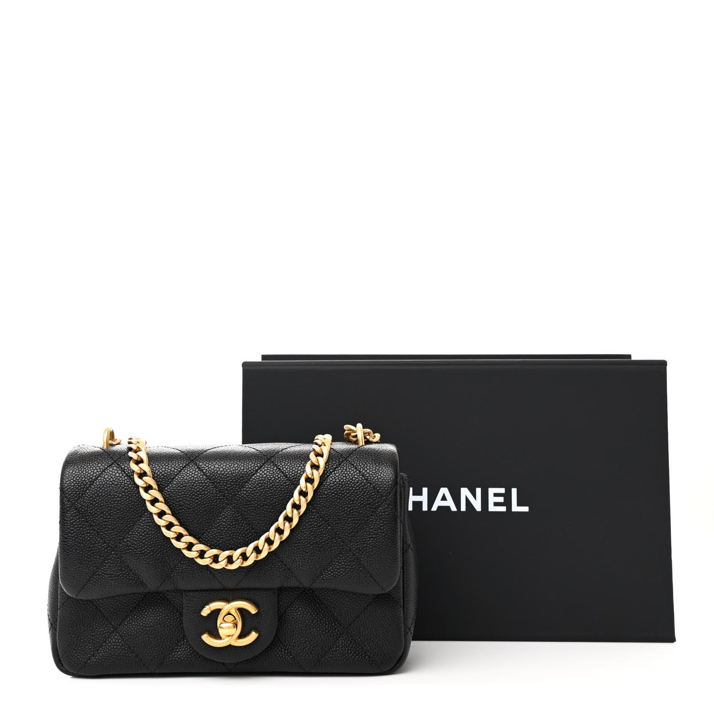 Caviar Quilted Mini Sweetheart Flap Black