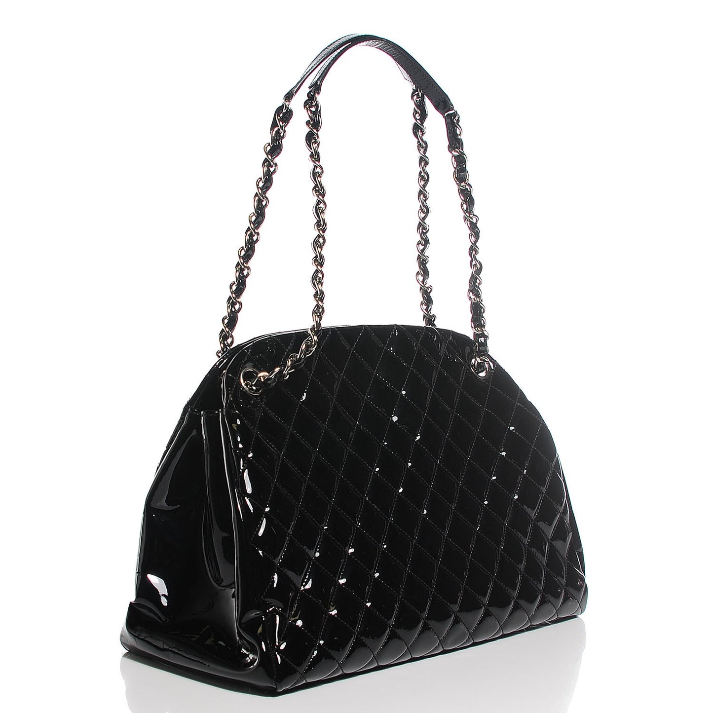 Patent Quilted Large Just Mademoiselle Bowling Bag Black