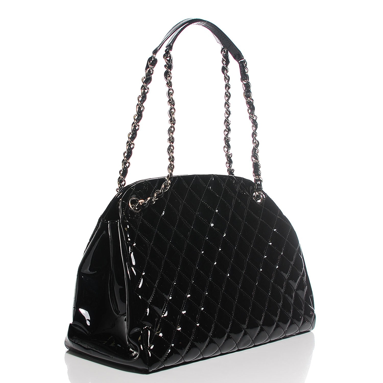 Chanel Patent Quilted Large Just Mademoiselle Bowling Bag Black 3 of 7