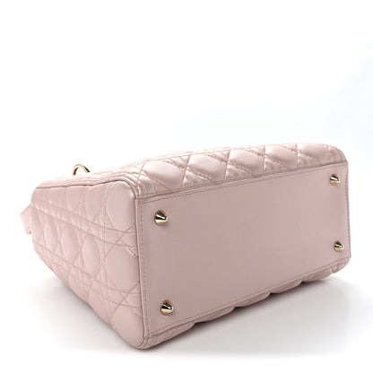 Christian Dior Pearly Lambskin Cannage Medium Lady Dior Lotus 4 of 11