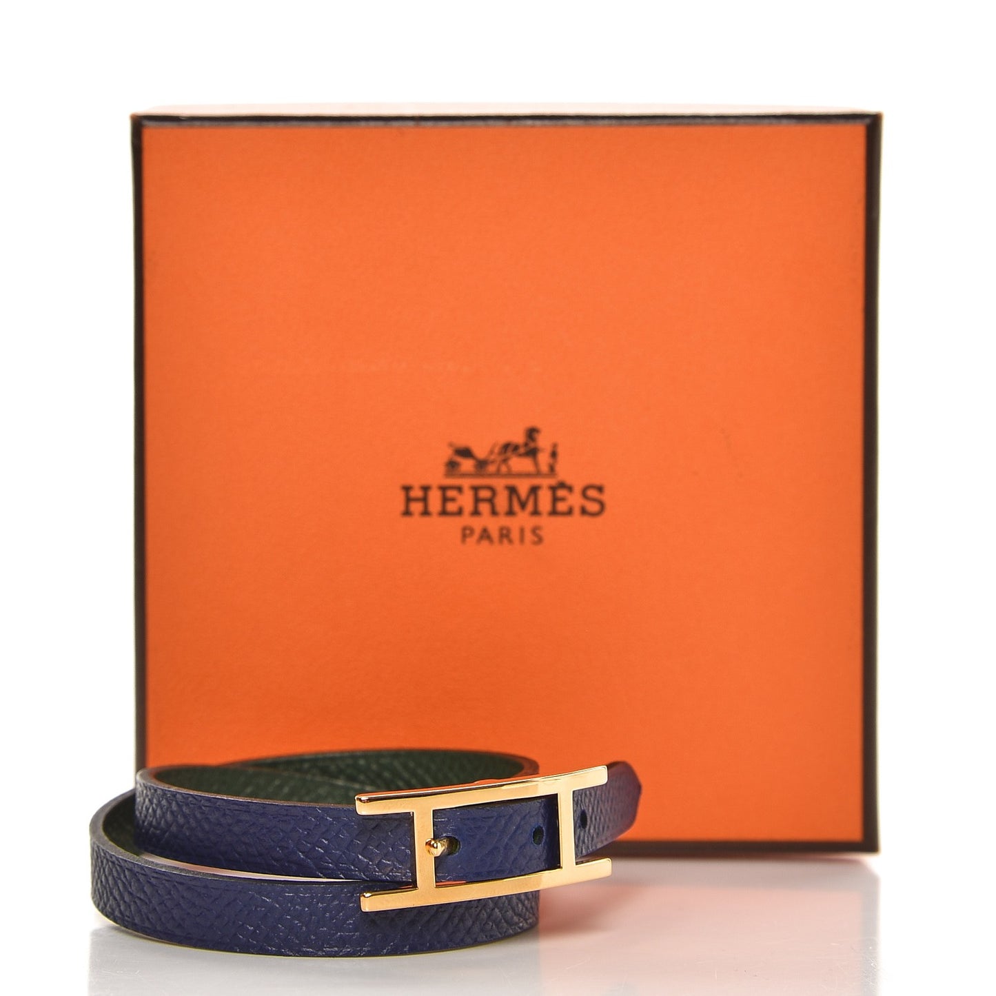 Epsom Behapi Double Tour Bracelet XS Bleu Saphir Vert Anglais
