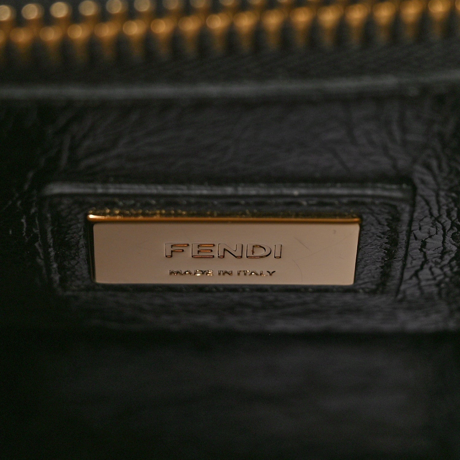 Fendi Agnello Old Shine Medium Peekaboo Iconic Satchel Black 6 of 8