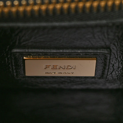 Fendi Agnello Old Shine Medium Peekaboo Iconic Satchel Black 6 of 8