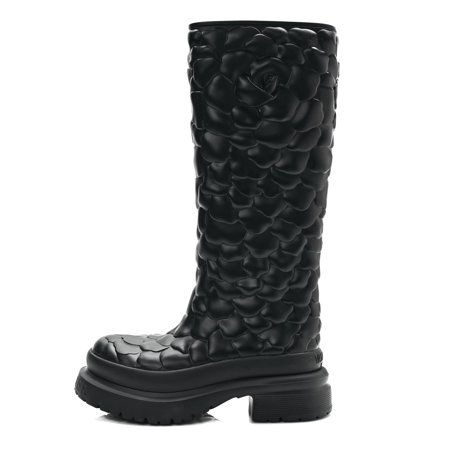 Valentino Garavani Rubber Atelier 03 Rose Edition 30/50mm Tall Rainboots 38 Black 1 of 9
