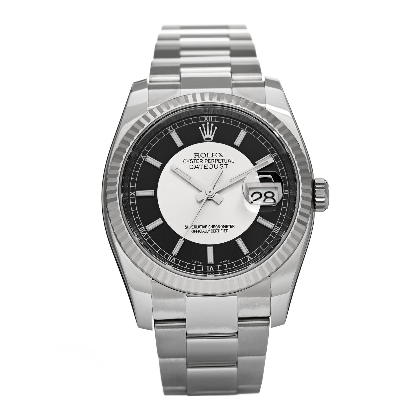 Stainless Steel 18K White Gold 36mm Oyster Perpetual Roulette Datejust Watch Silver 116234