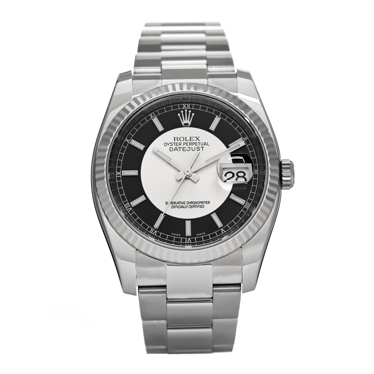 Rolex Stainless Steel 18K White Gold 36mm Oyster Perpetual Roulette Datejust Watch Silver 116234 1 of 5