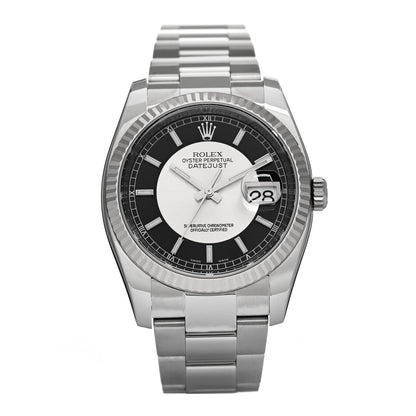 Rolex Stainless Steel 18K White Gold 36mm Oyster Perpetual Roulette Datejust Watch Silver 116234 1 of 5