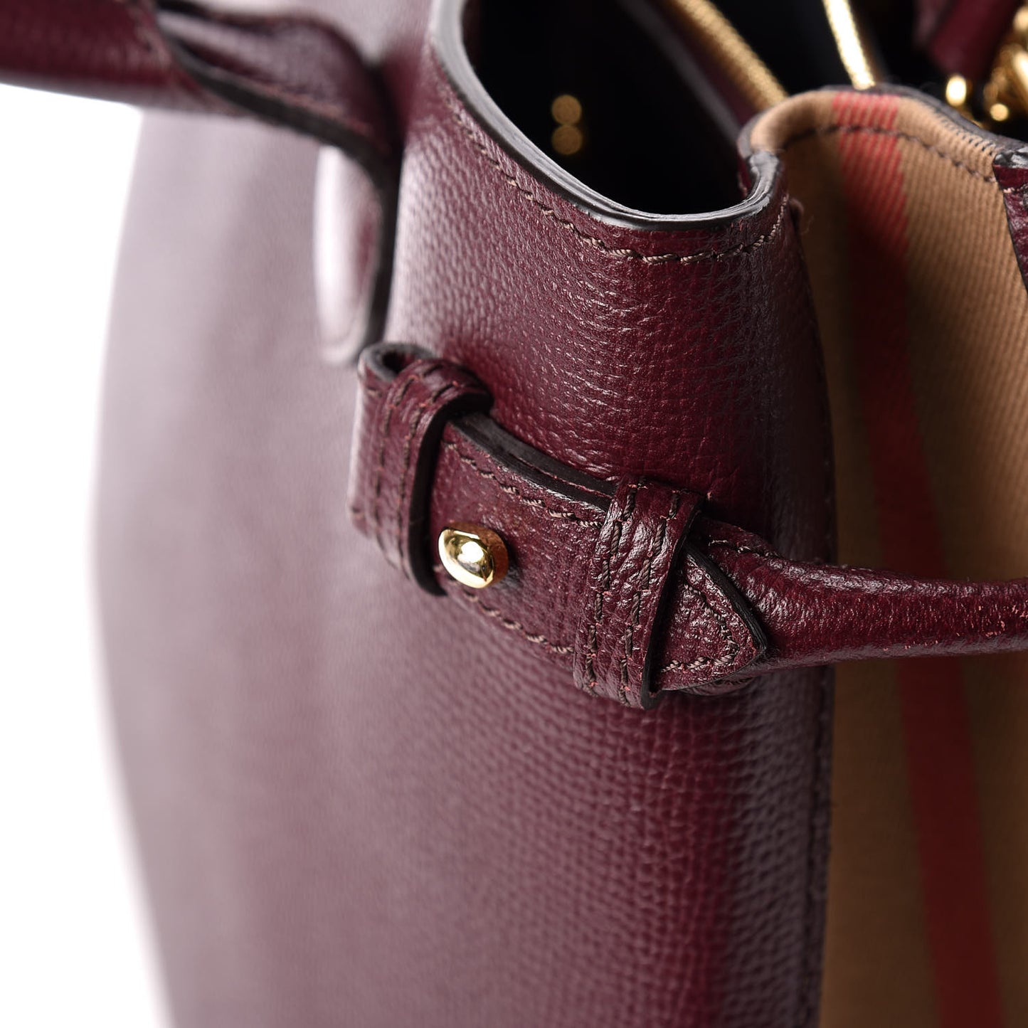 Grainy Calfskin House Check Medium Banner Tote Elderberry