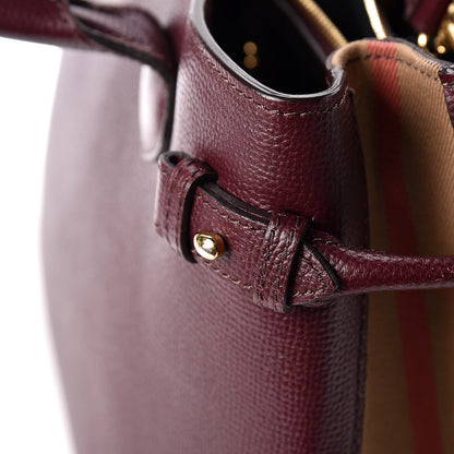 Burberry Grainy Calfskin House Check Medium Banner Tote Elderberry 29 of 29