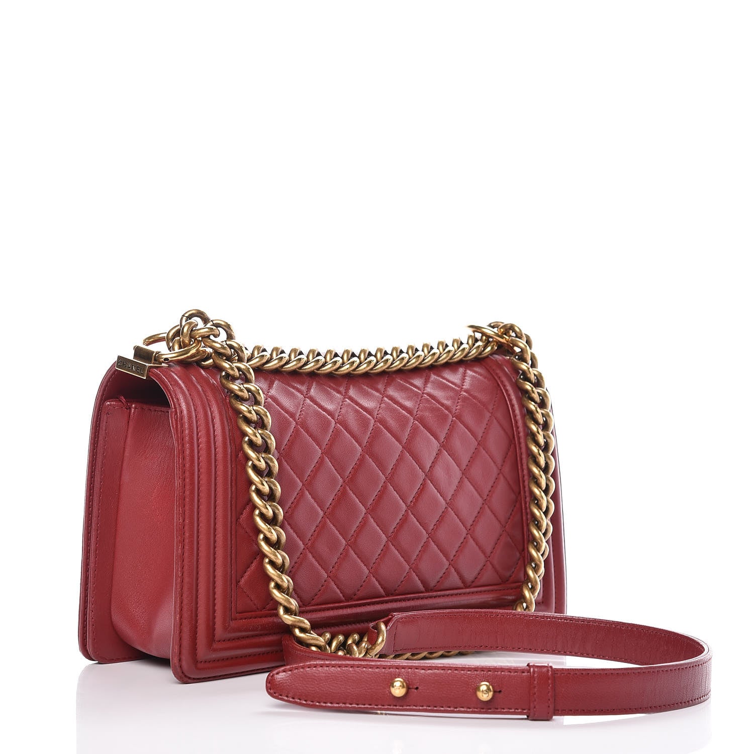 Chanel Lambskin Quilted Medium Boy Flap Dark Red 3 of 13