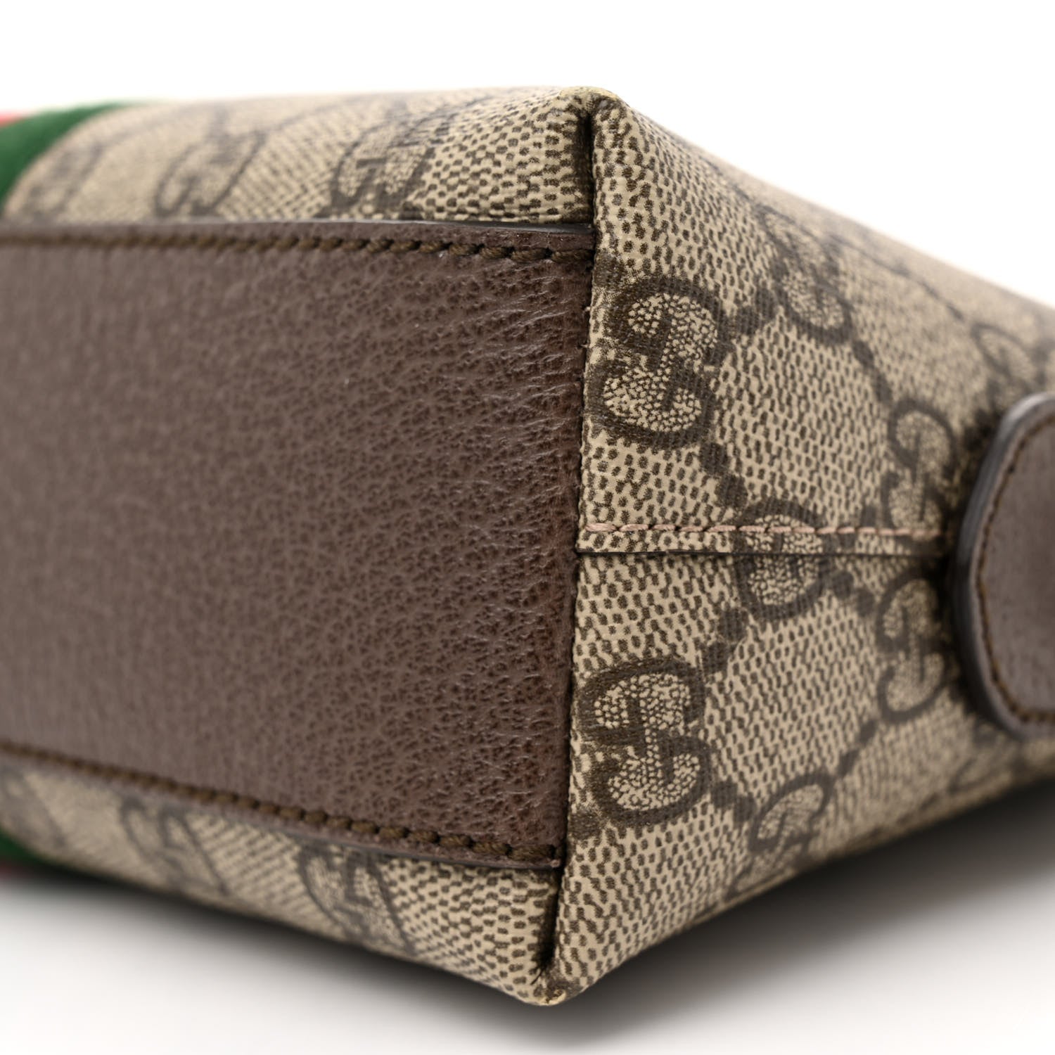 Gucci GG Supreme Monogram Textured Dollar Calfskin Web Small Ophidia Dome Shoulder Bag Beige Ebony New Acero 10 of 10