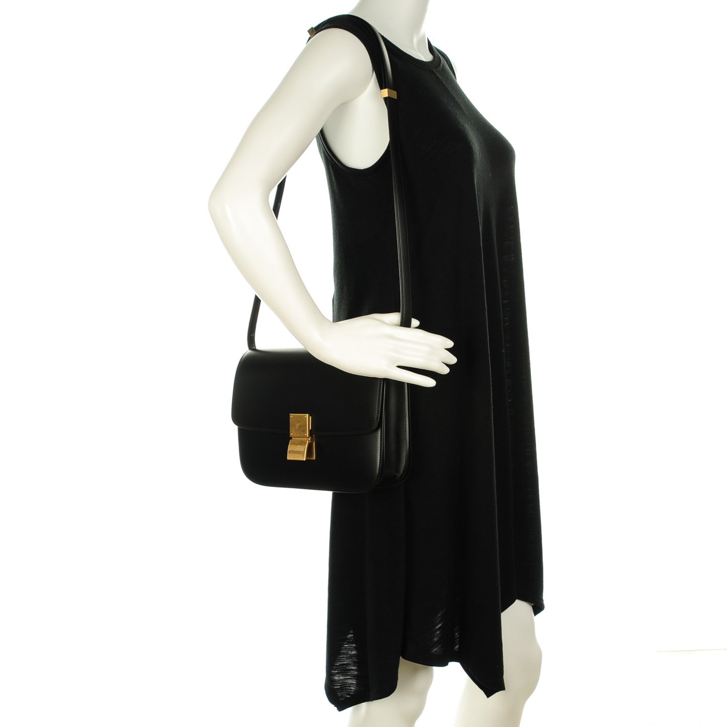 Box Calfskin Medium Classic Box Flap Bag Black