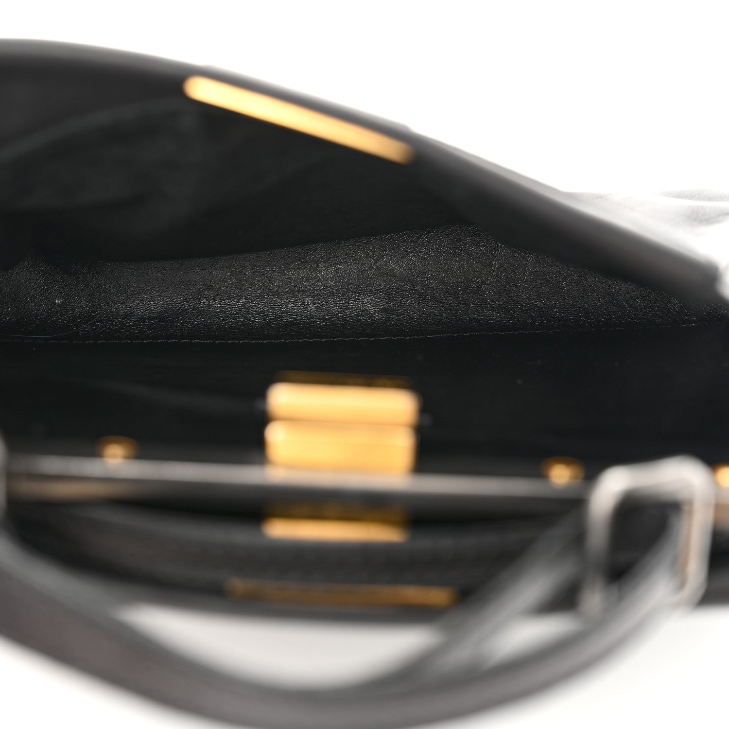 Fendi Vitello Saddle Mini Peekaboo Iconic Satchel Black 5 of 15