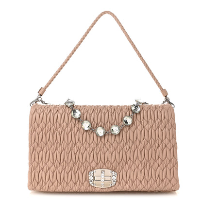 Miu Miu Nappa Matelasse Crystal Flap Clutch Cammeo 1 of 11