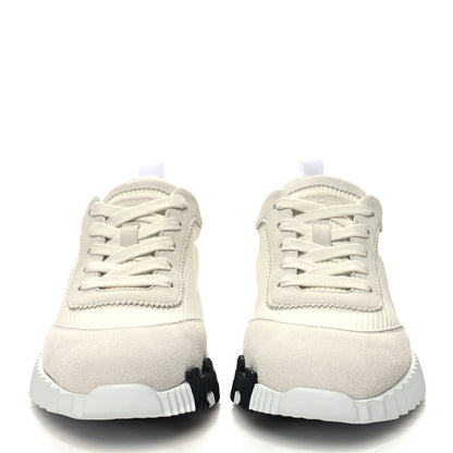 Hermes Technical Mesh Suede Goatskin Bouncing Sneakers 37 White 2 of 9