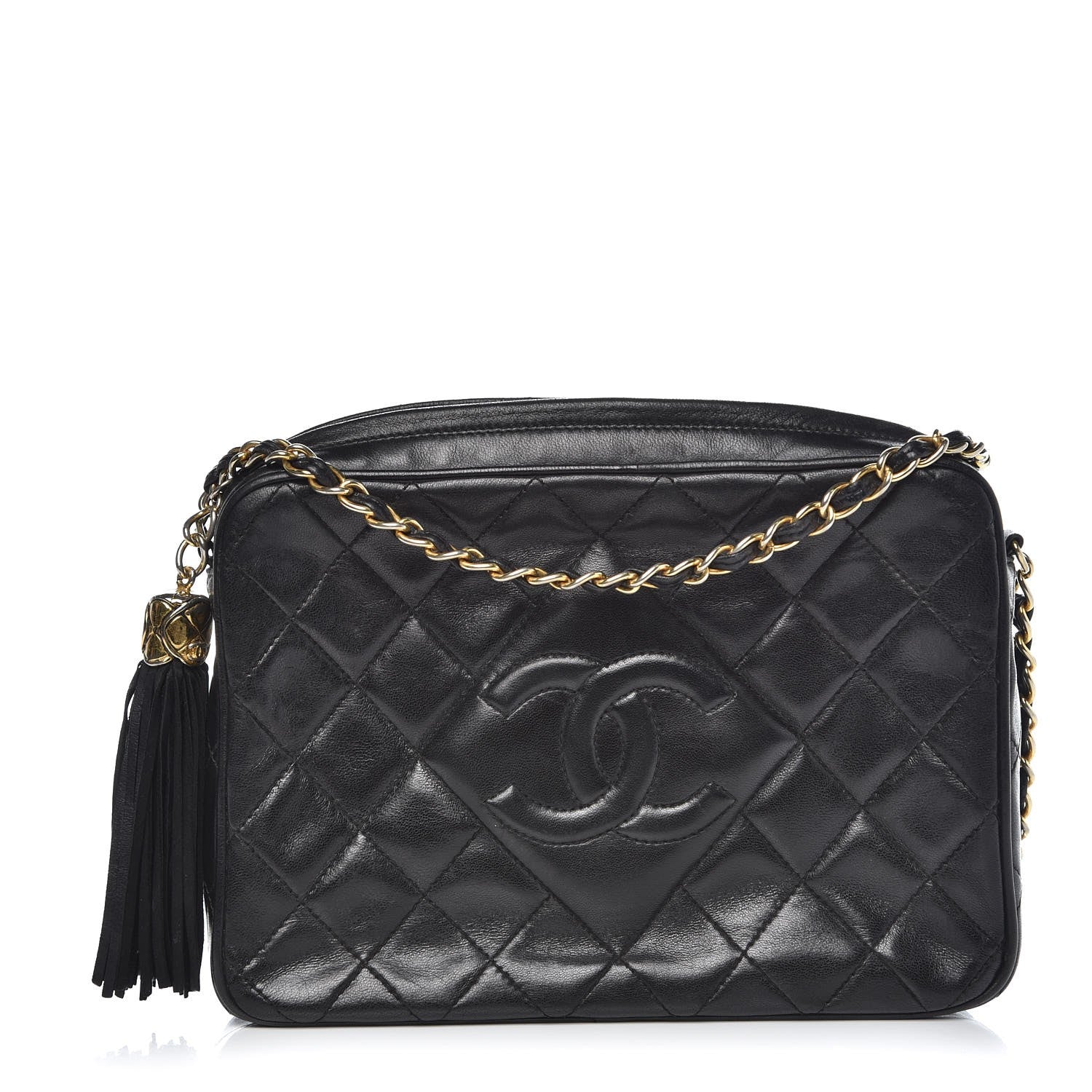Chanel Lambskin Quilted CC Tassel Camera Case Black 1 of 8
