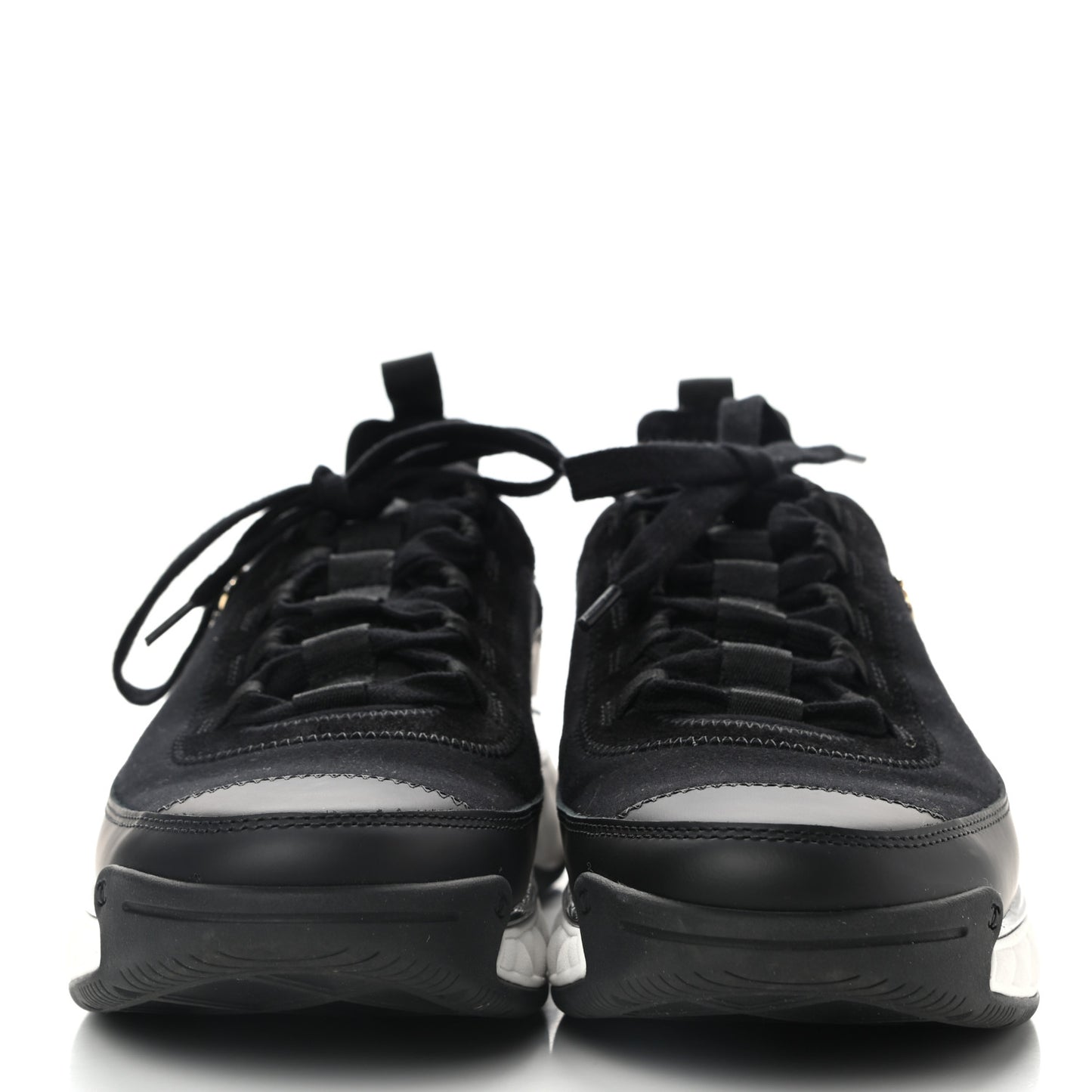 Velvet Calfskin Mixed Fibers CC Sneakers 40.5 Black