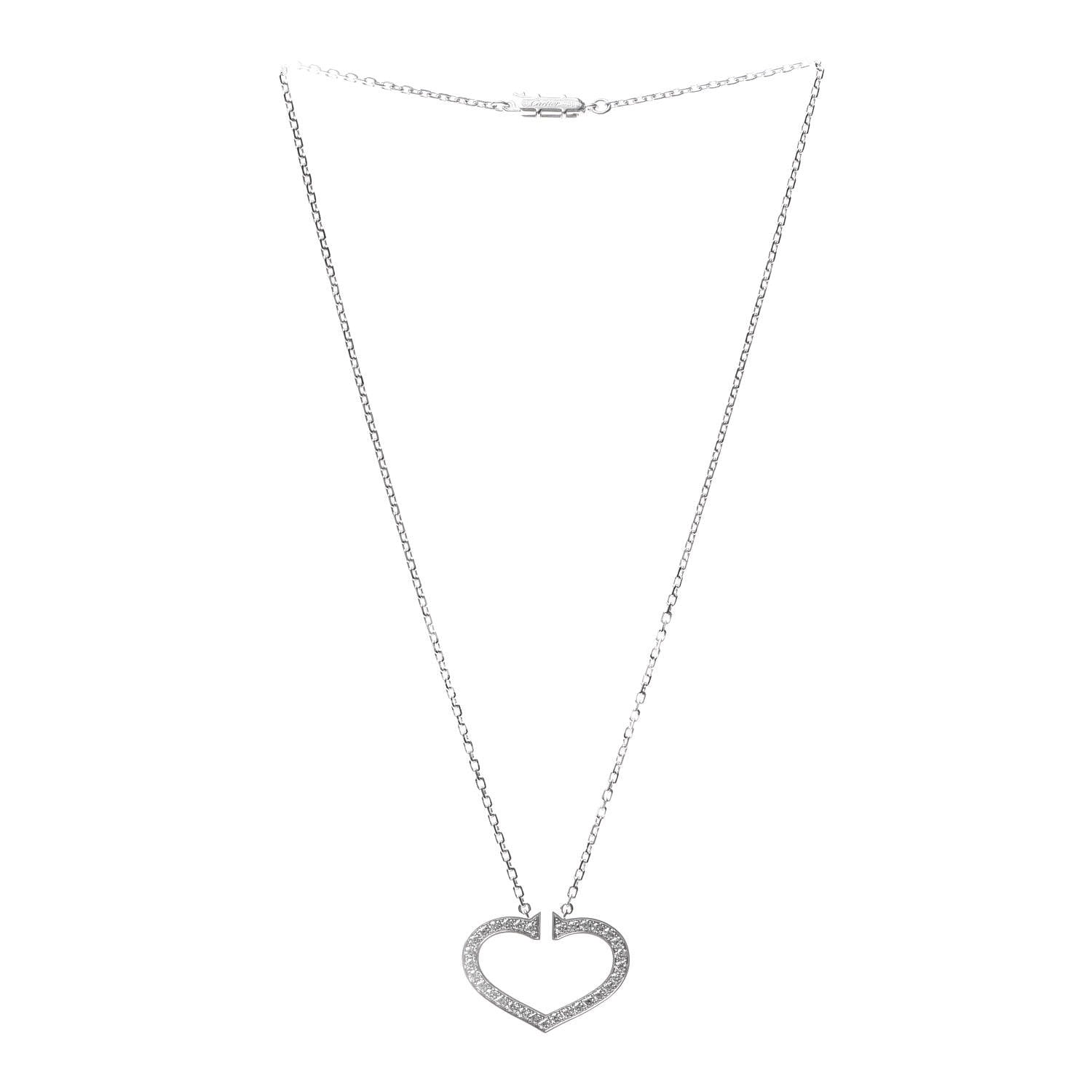 Cartier 18K White Gold Diamond Large Hearts and Symbols Pendant Necklace 3 of 6