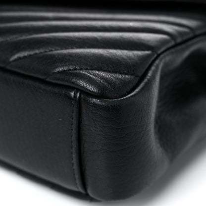 Saint Laurent Sheepskin Matelasse Chevron Monogram Medium College Bag Black 10 of 12