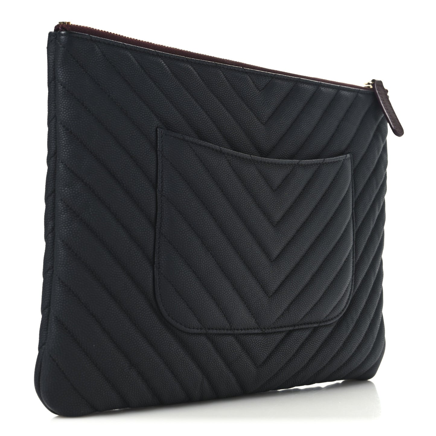 Caviar Chevron Quilted Medium Cosmetic Case Black