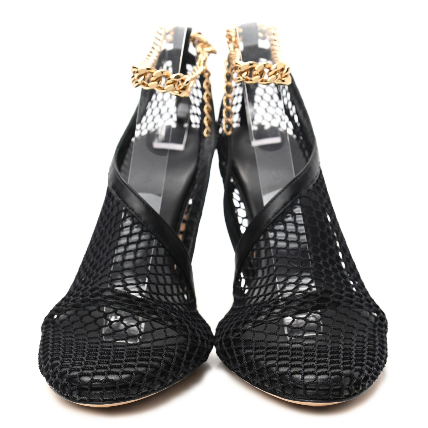 Mesh Nappa Chunky Chain Sandals 40.5 Black
