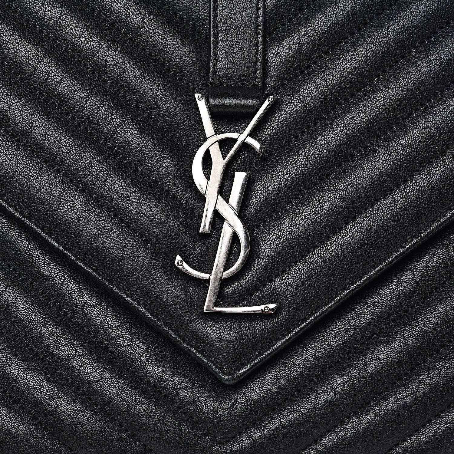 Saint Laurent Sheepskin Matelasse Chevron Monogram Large College Satchel Black 11 of 12